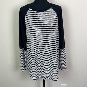 Lou & Grey striped slubbed knit l/s top women’s XL